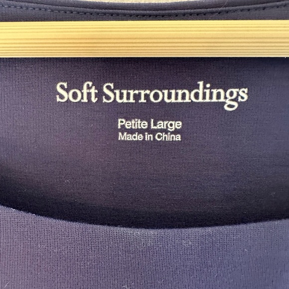 Soft Surroundings Cassandra Midi Dress Pleated Satin Skirt Navy Blue Large P - Picture 7 of 12